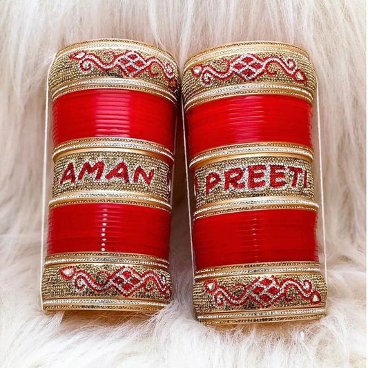 Best Punjabi Bridal Bangle Set With Name 2.8 Name Bangles T4 Jewels