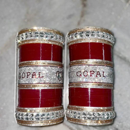 Best Punjabi Suhag Chura with Name 2.8 Name Bangles T4 Jewels