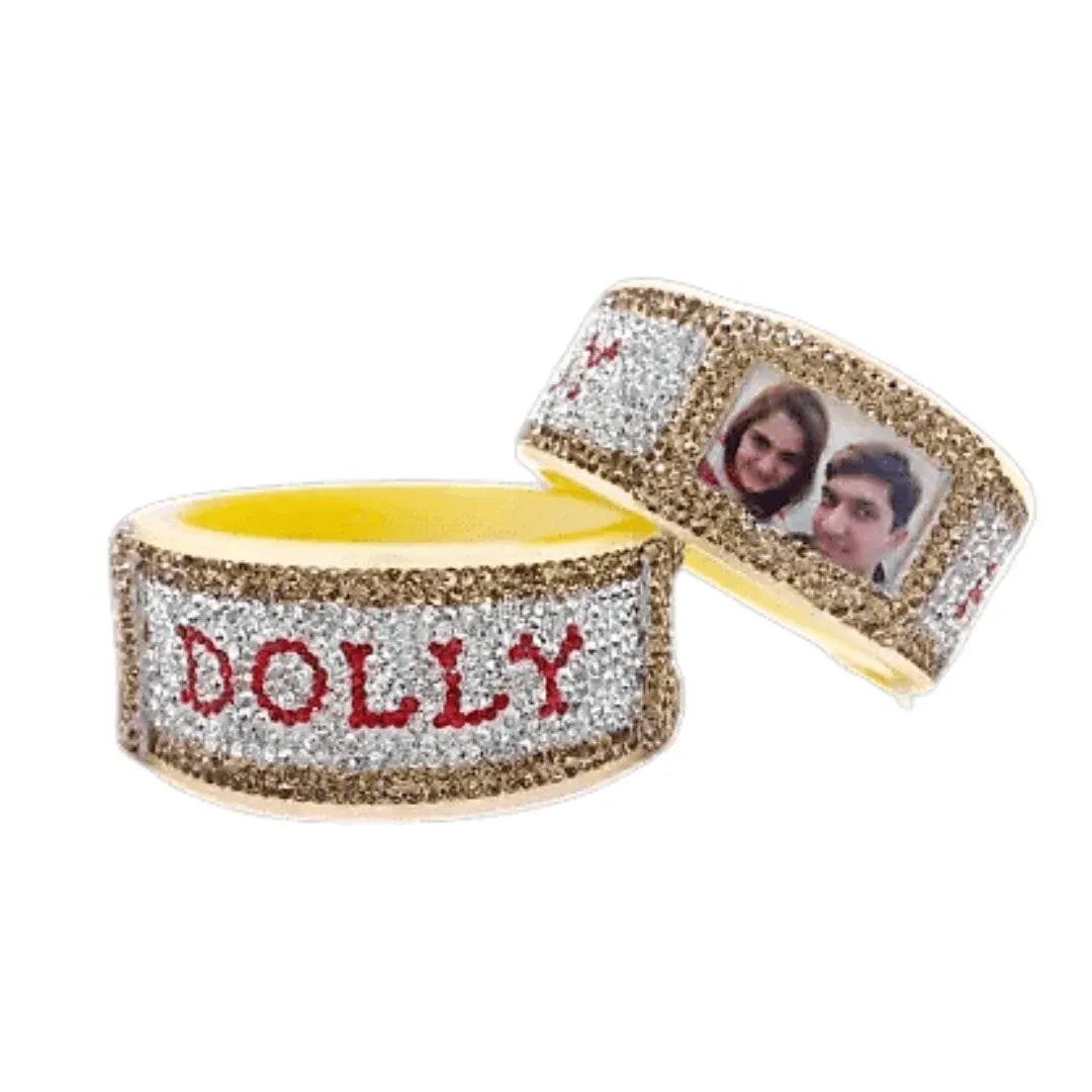 Name Photo Bangles Pair in Beautiful Design (Pack of 2) 2.8 Personalized Bangles T4 Jewels