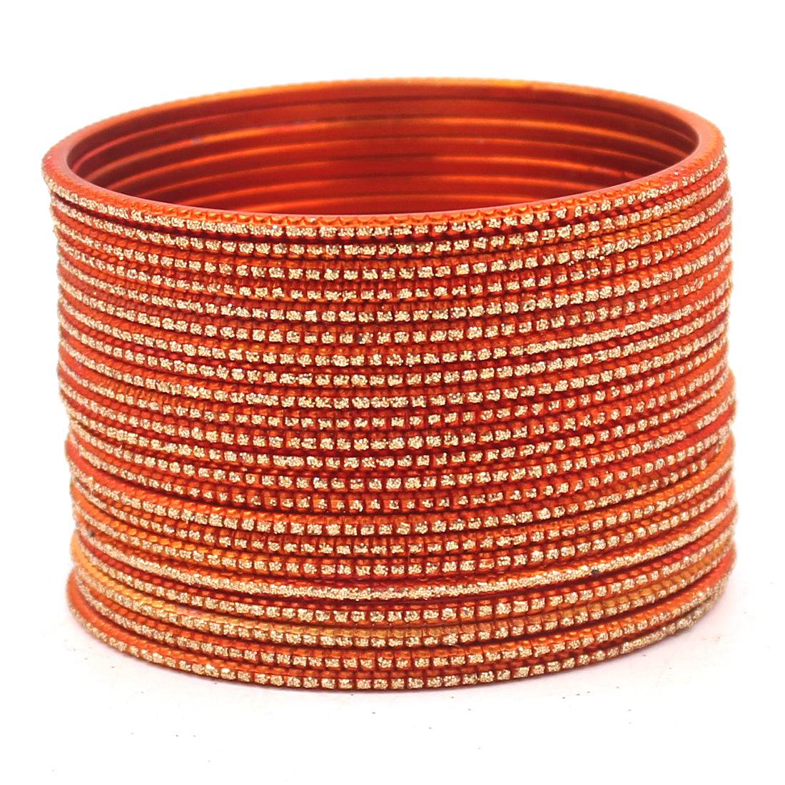 Set of 24 Glitter Bangles by T4 Jewels Orange Plain Metal Bangles T4 Jewels