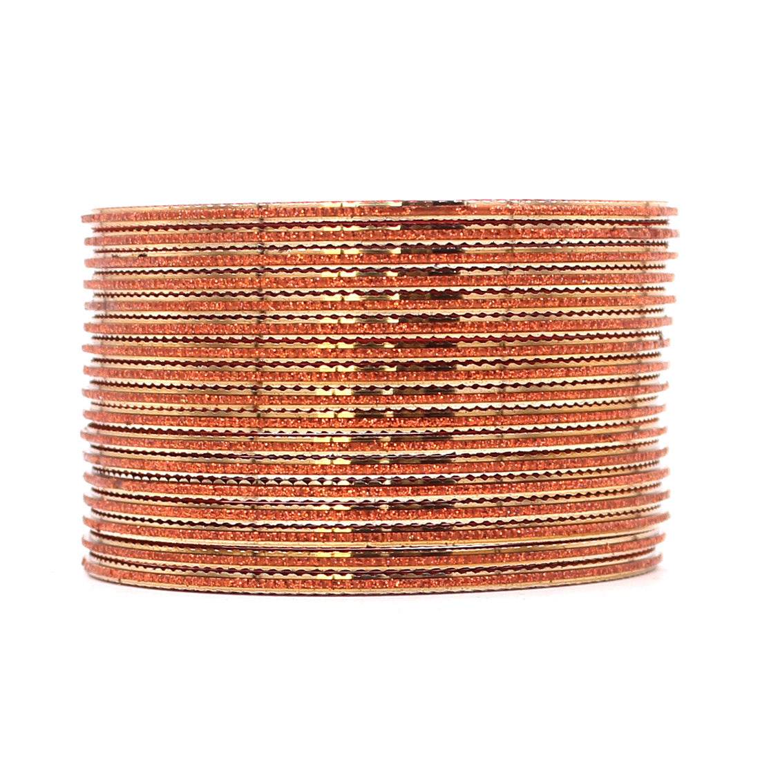 Shining Glitter Bangles with golden borders by T4 Jewels Orange Plain Metal Bangles T4 Jewels
