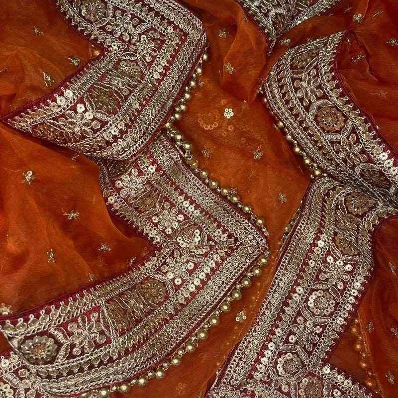 Ayesha Wedding Bridal Name Customize Chunni/Dupatta Orange Customized Chunri For Wedding T4 Jewels