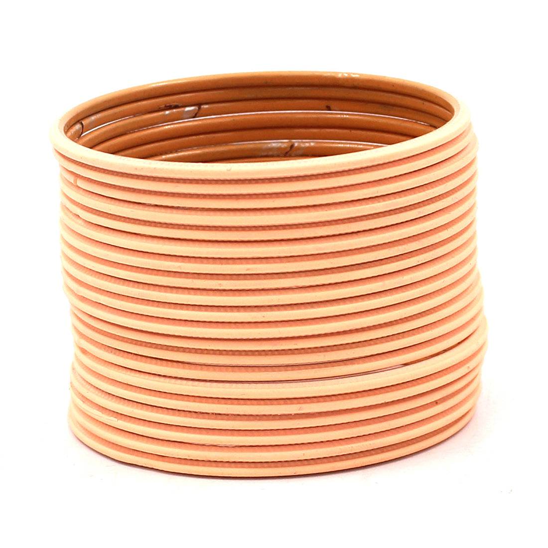 Set of 24 Matte Textured Bangles by T4 Jewels Peach Plain Metal Bangles T4 Jewels