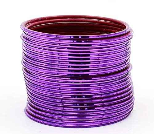 T4 Jewels Many Colors Glossy Metal Bangles (Pack Of 24). Purple Metal Bangles T4 Jewels