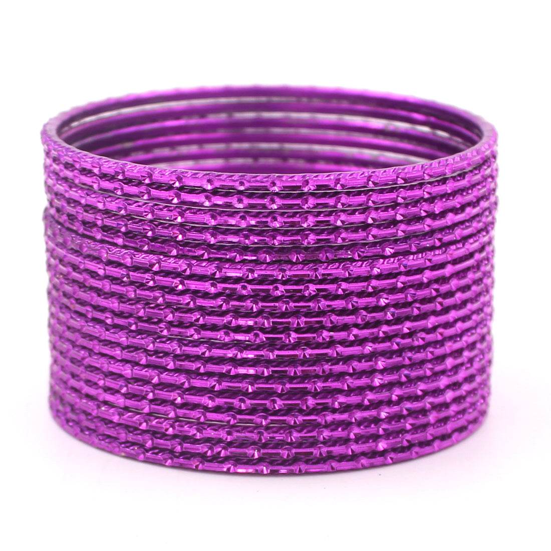 Set of 24 Shining Metal Bangles with self-dot Design by T4 Jewels Phalsa Plain Metal Bangles T4 Jewels