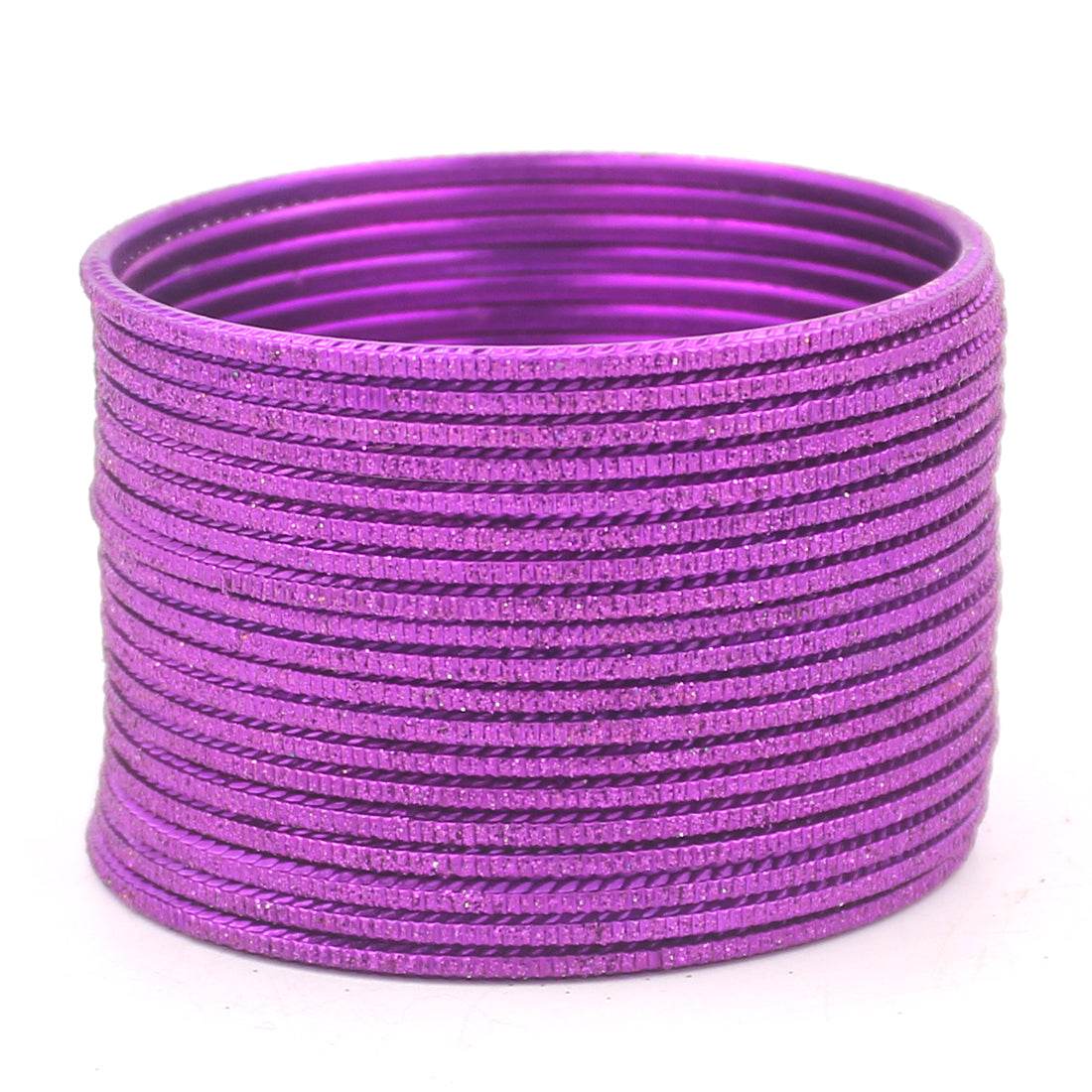 Set of 24 Lehar Glitter Metal Bangles by T4 Jewels Phalsa Plain Metal Bangles T4 Jewels
