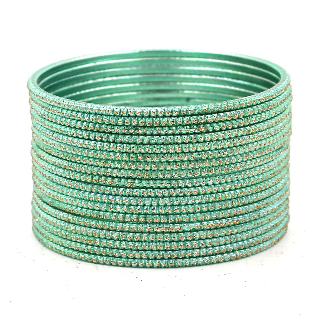 Set of 24 Glitter Bangles by T4 Jewels Pista Plain Metal Bangles T4 Jewels