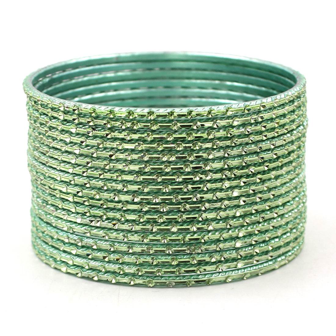 Set of 24 Shining Metal Bangles with self-dot Design by T4 Jewels Pista Plain Metal Bangles T4 Jewels
