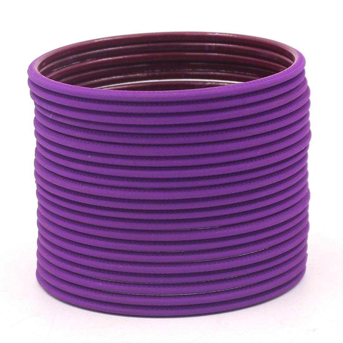 Set of 24 Matte Textured Bangles by T4 Jewels Purple Plain Metal Bangles T4 Jewels