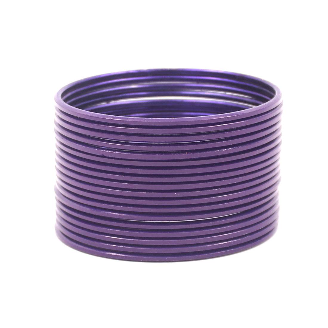 Set of 24 Solid Coloured Plain Metal Bangles by T4 Jewels Purple Plain Metal Bangles T4 Jewels