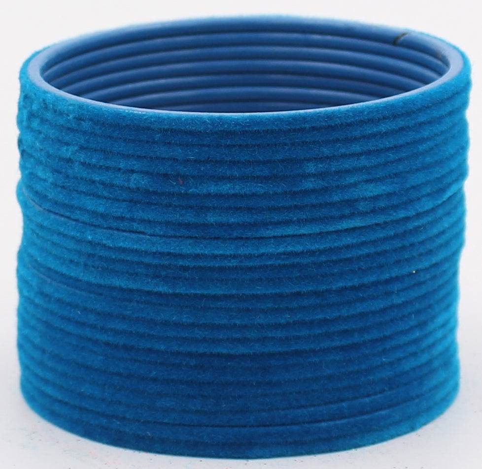 Set of 24 Plain Velvet Metal Bangles by T4 Jewels Blue Plain Metal Bangles T4 Jewels
