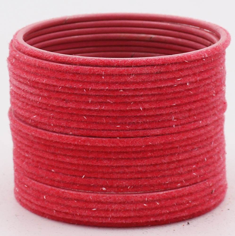 Set of 24 Plain Velvet Metal Bangles by T4 Jewels Gajri Plain Metal Bangles T4 Jewels