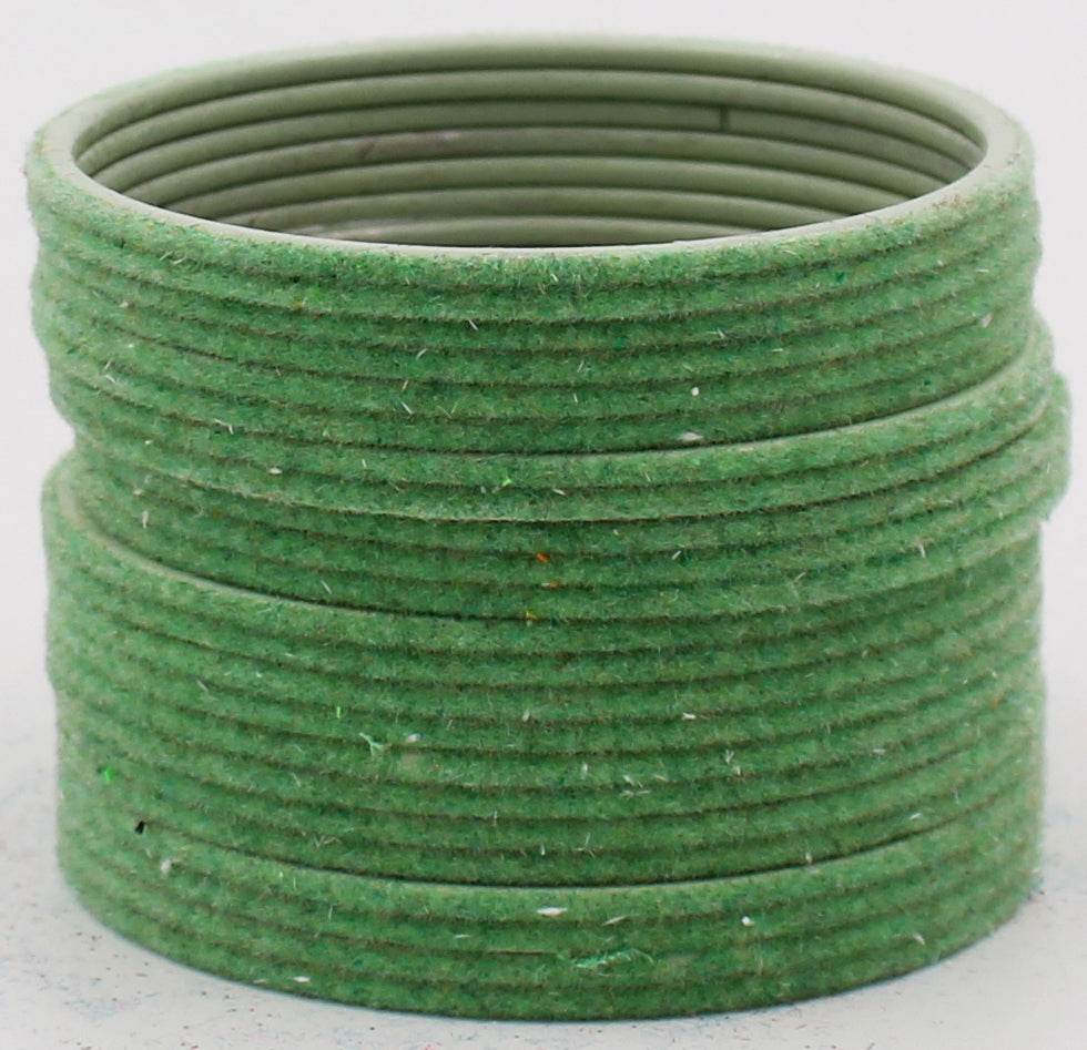 Set of 24 Plain Velvet Metal Bangles by T4 Jewels Light Green Plain Metal Bangles T4 Jewels