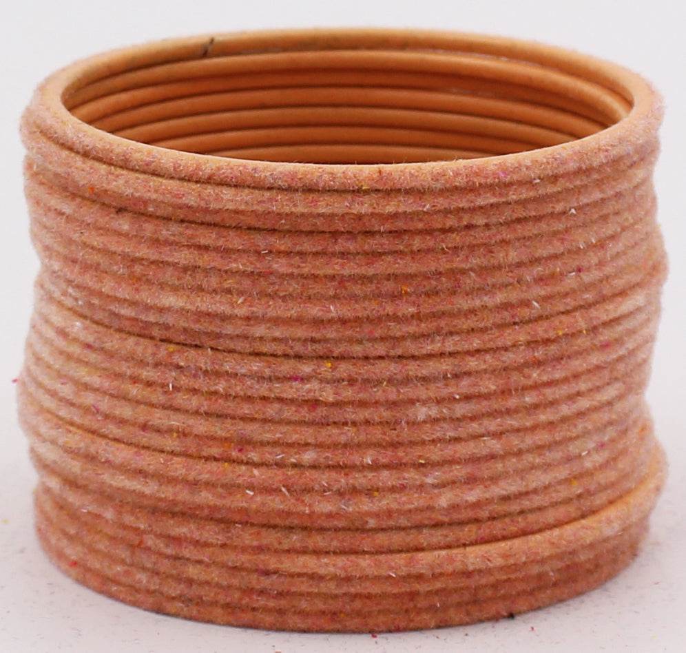 Set of 24 Plain Velvet Metal Bangles by T4 Jewels Light Orange Plain Metal Bangles T4 Jewels