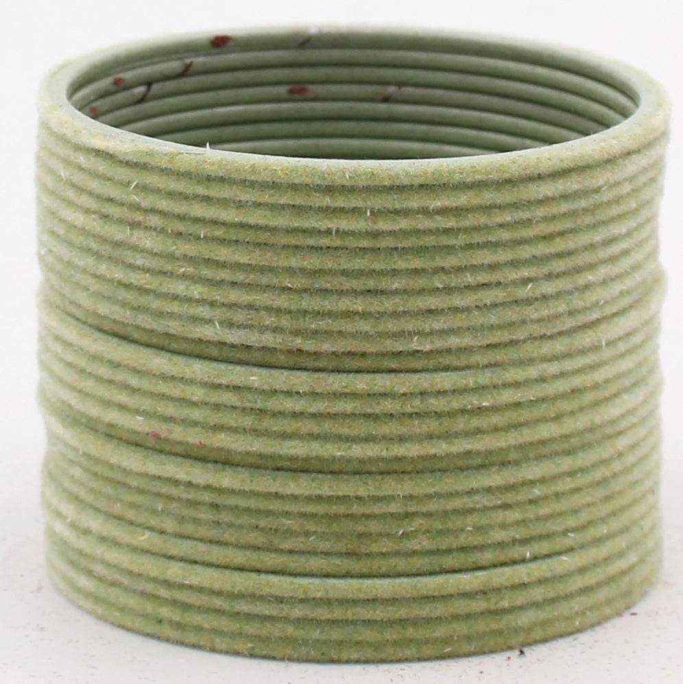 Set of 24 Plain Velvet Metal Bangles by T4 Jewels Light Pista Plain Metal Bangles T4 Jewels