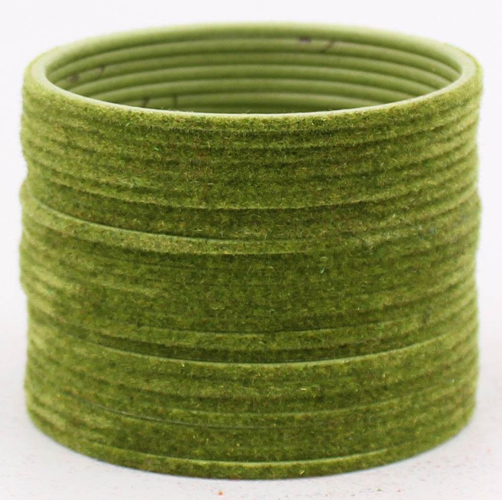 Set of 24 Plain Velvet Metal Bangles by T4 Jewels Mehandi Plain Metal Bangles T4 Jewels