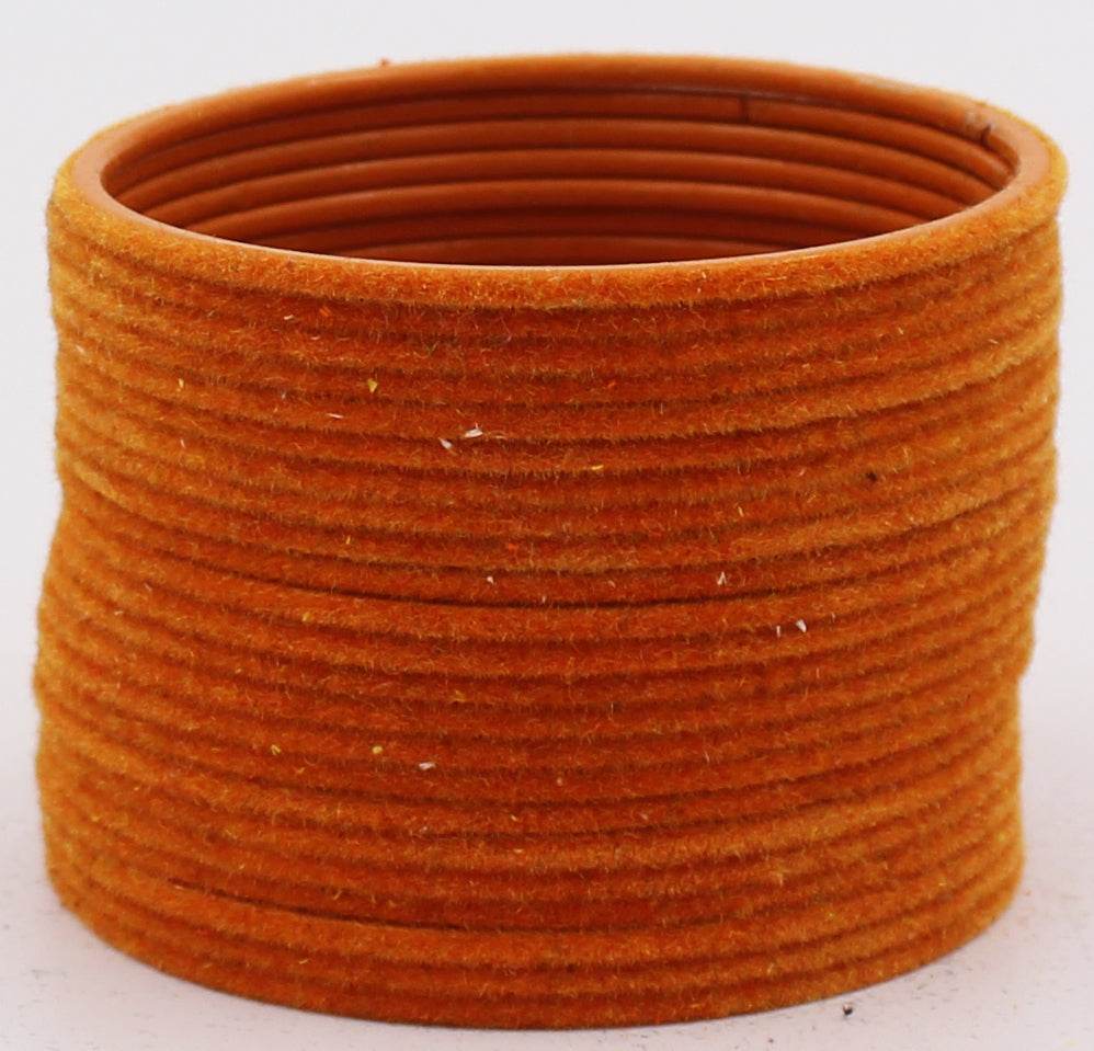 Set of 24 Plain Velvet Metal Bangles by T4 Jewels Orange Plain Metal Bangles T4 Jewels