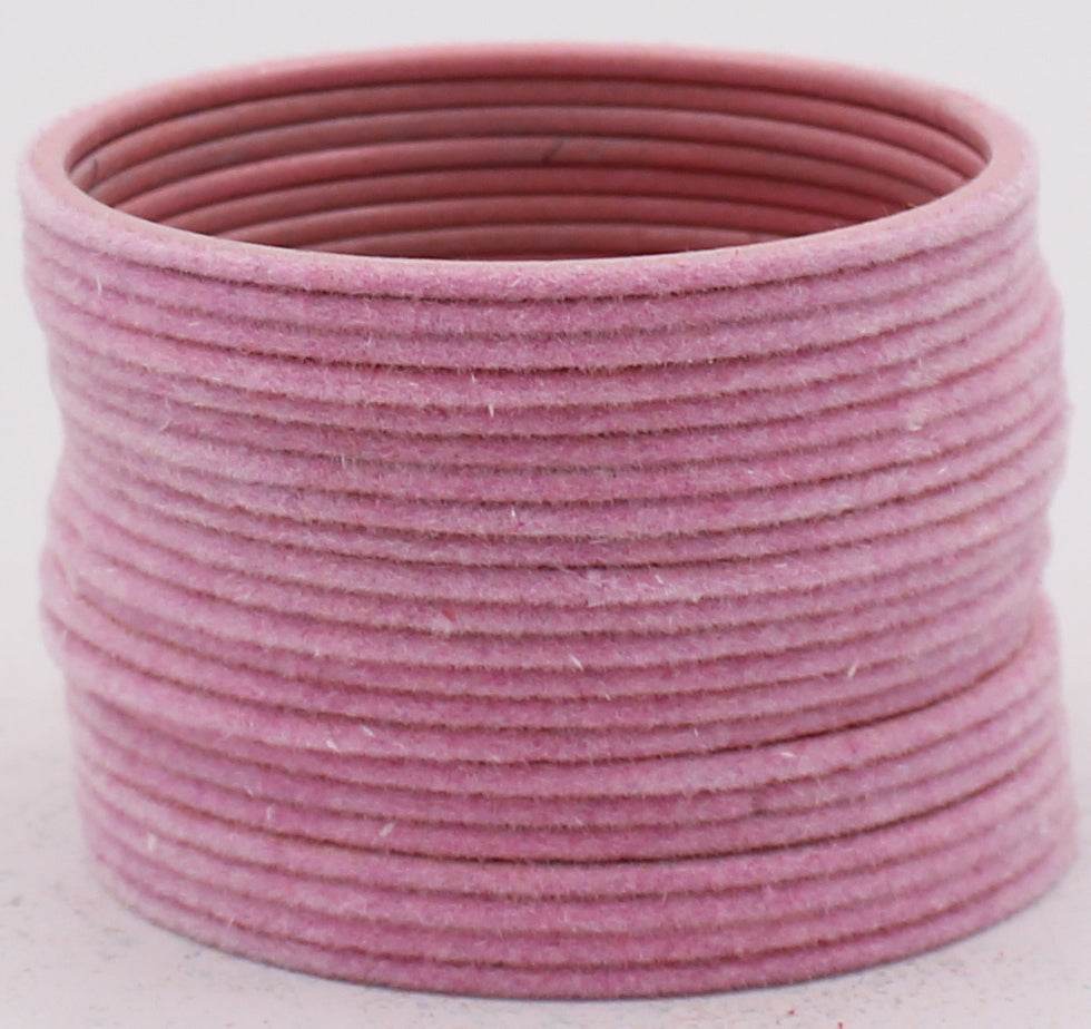 Set of 24 Plain Velvet Metal Bangles by T4 Jewels Pink Plain Metal Bangles T4 Jewels