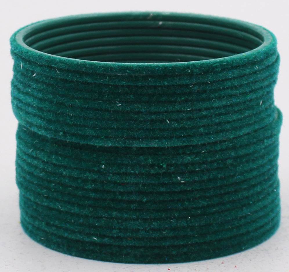 Set of 24 Plain Velvet Metal Bangles by T4 Jewels Rama Green Plain Metal Bangles T4 Jewels