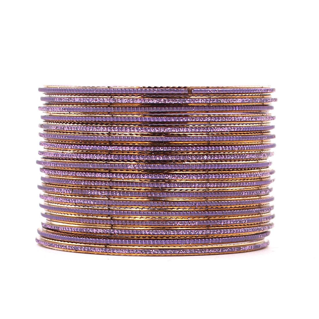 Shining Glitter Bangles with golden borders by T4 Jewels Phalsa Plain Metal Bangles T4 Jewels