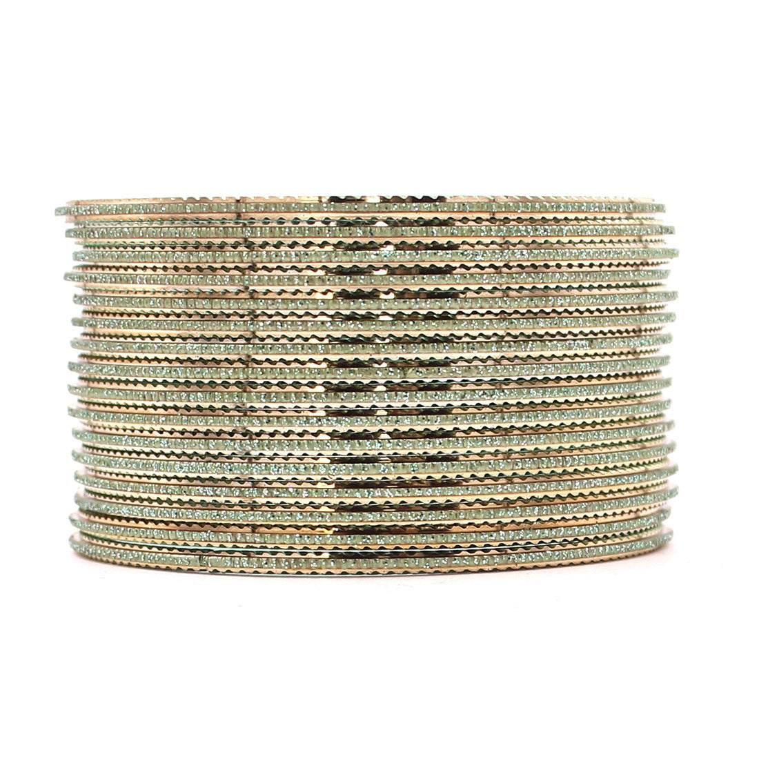 Shining Glitter Bangles with golden borders by T4 Jewels Pista Plain Metal Bangles T4 Jewels