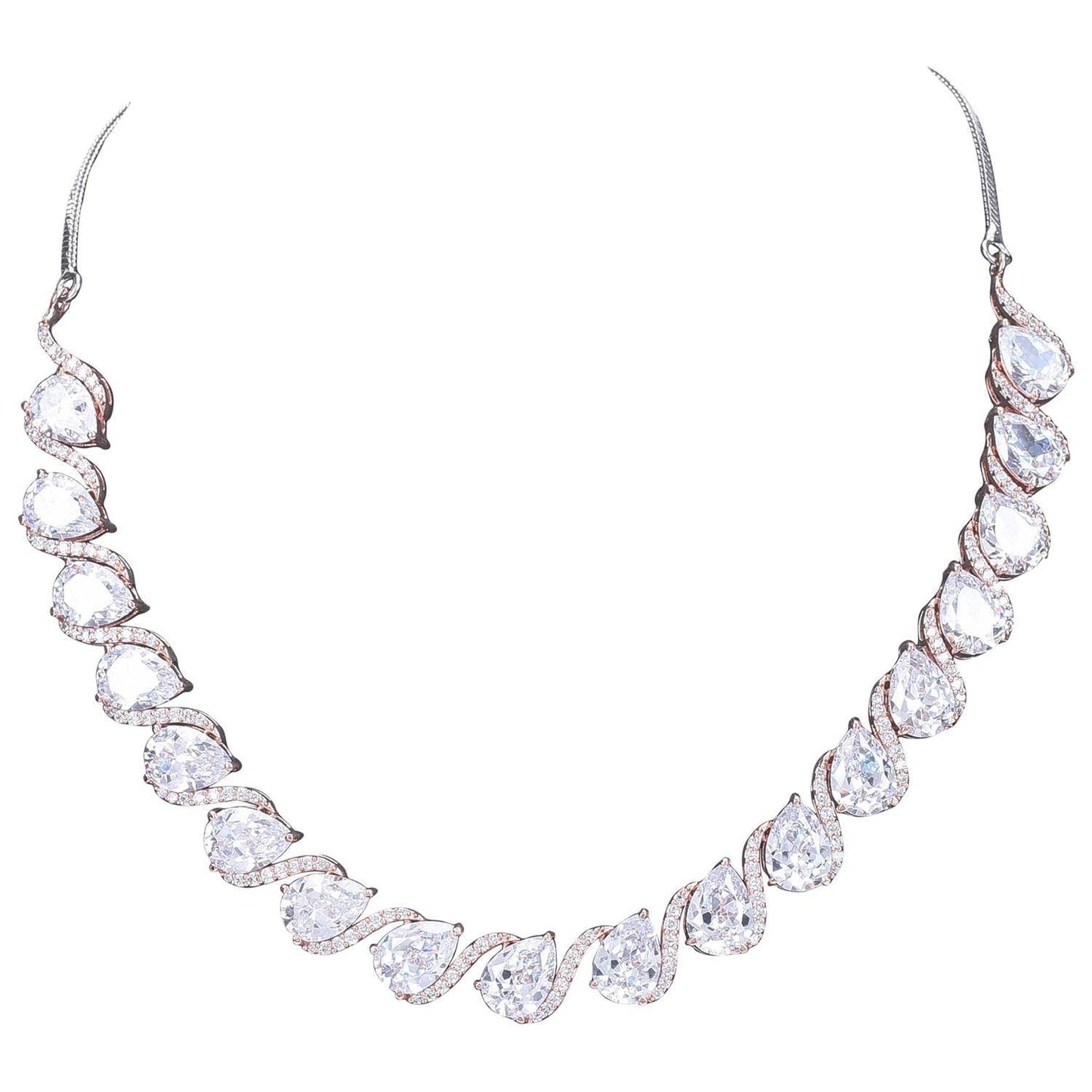 Gleaming Handcrafted CZ Necklace Set - An Opulent and Glamorous Jewelry Piece T4 Jewels