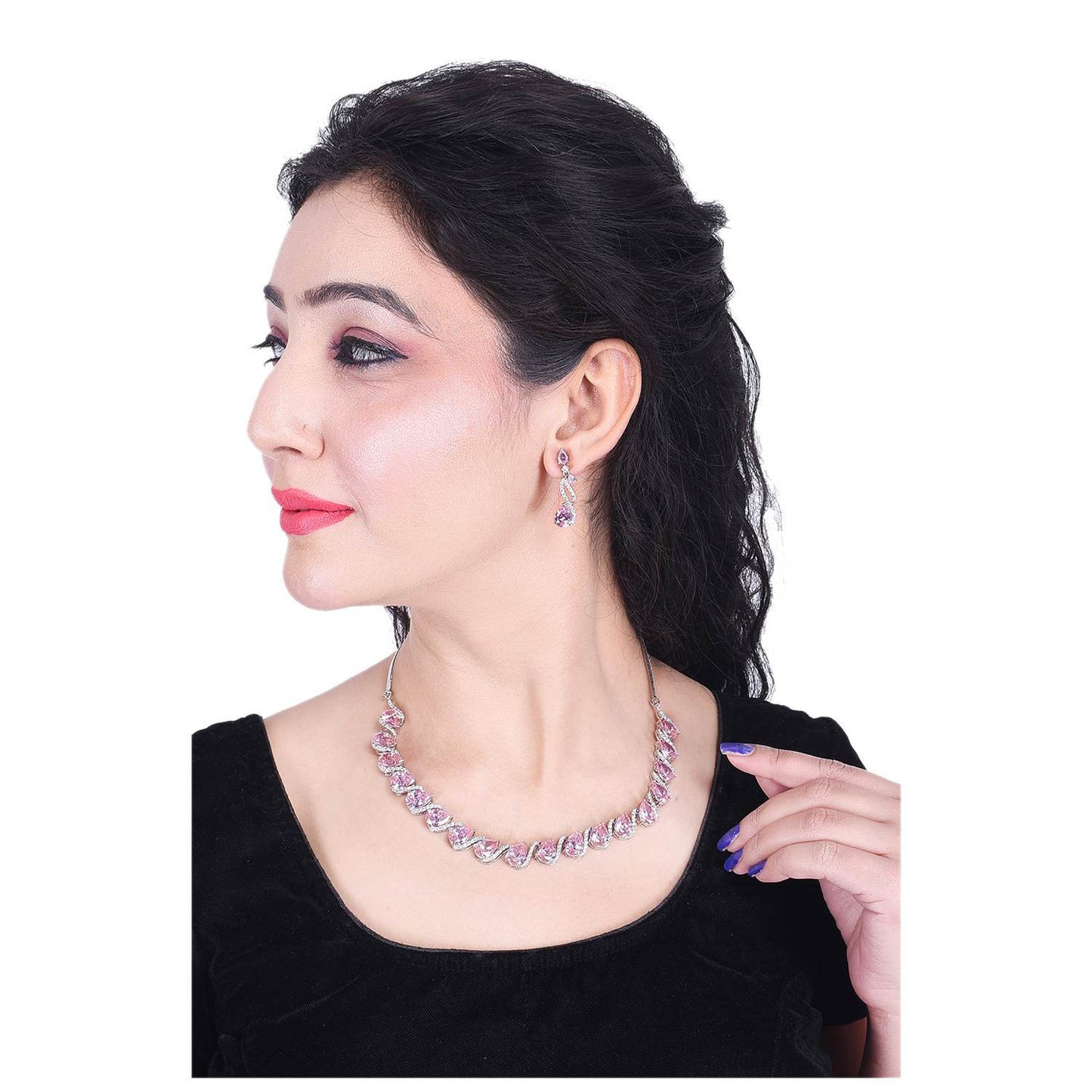 Gorgeous Handcrafted CZ Necklace Set - A Sensational and Eye-Catching Jewelry Piece T4 Jewels