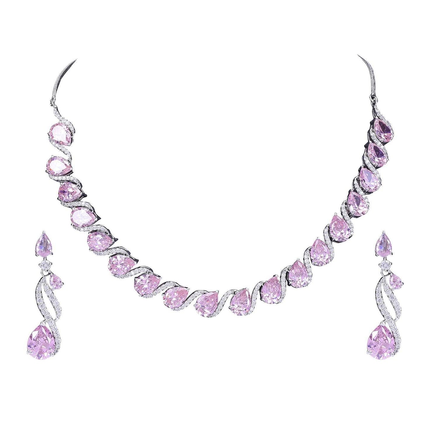 Gorgeous Handcrafted CZ Necklace Set - A Sensational and Eye-Catching Jewelry Piece T4 Jewels