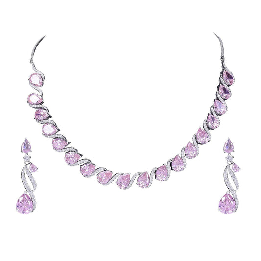 Gorgeous Handcrafted CZ Necklace Set - A Sensational and Eye-Catching Jewelry Piece T4 Jewels