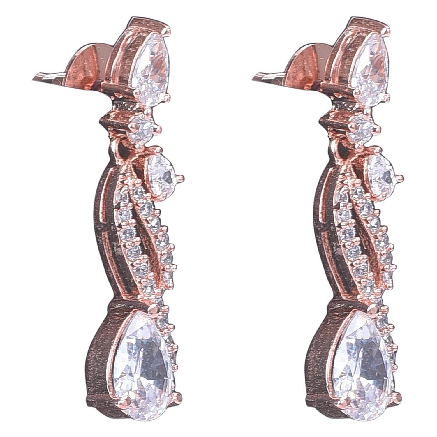 Gleaming Handcrafted CZ Necklace Set - An Opulent and Glamorous Jewelry Piece T4 Jewels