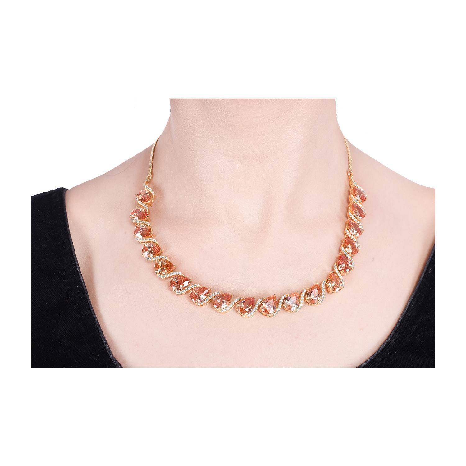 Exquisite Handcrafted CZ Necklace Set - A Stunning and Eye-Catching Jewelry Piece T4 Jewels