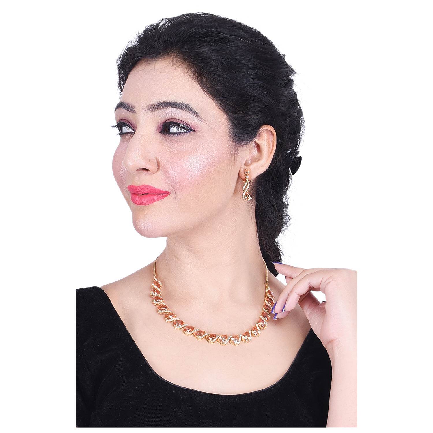 Exquisite Handcrafted CZ Necklace Set - A Stunning and Eye-Catching Jewelry Piece T4 Jewels