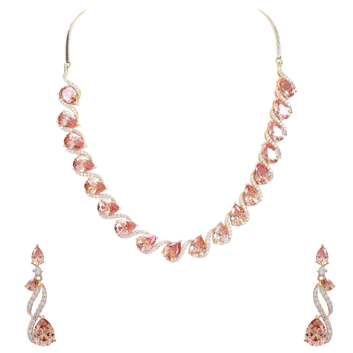 Exquisite Handcrafted CZ Necklace Set - A Stunning and Eye-Catching Jewelry Piece T4 Jewels