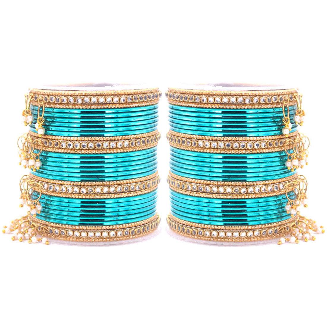 Shining Bangle Set with beaded Jhumki by T4 Jewels Radium All Bangle Sets T4 Jewels