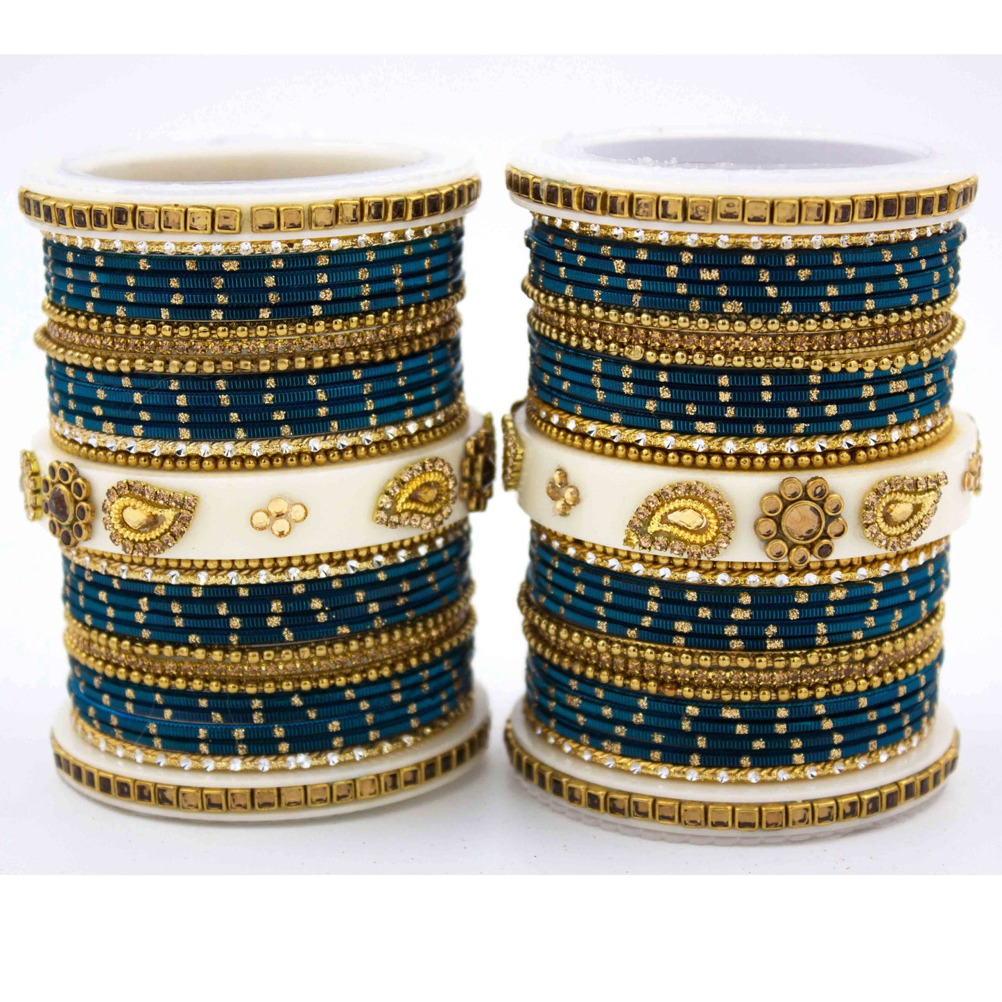 Traditonal Bridal Bangle set with golden dotted design Bottle Green All Bangle Sets T4 Jewels