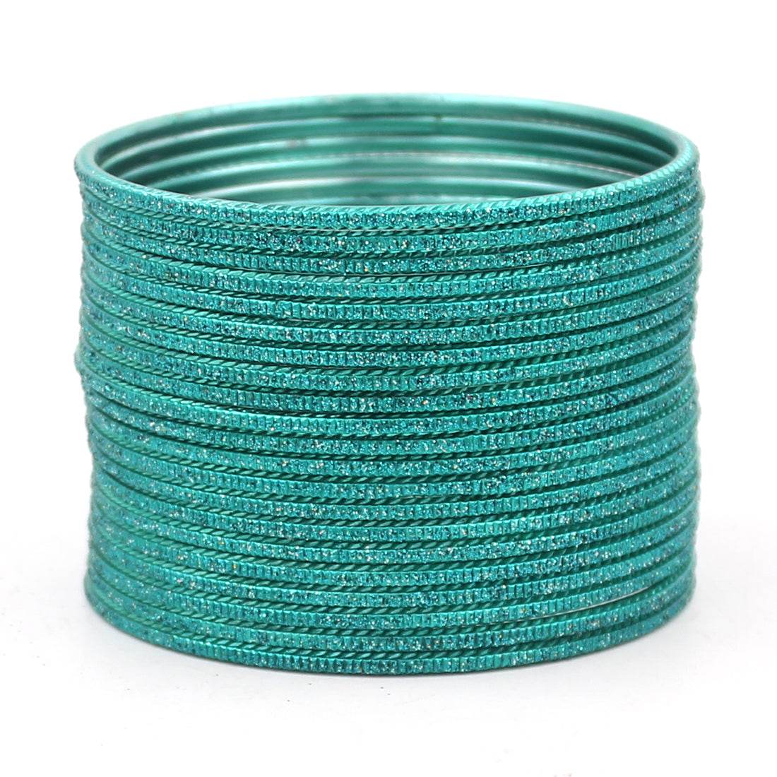Set of 24 Lehar Glitter Metal Bangles by T4 Jewels Radium Plain Metal Bangles T4 Jewels