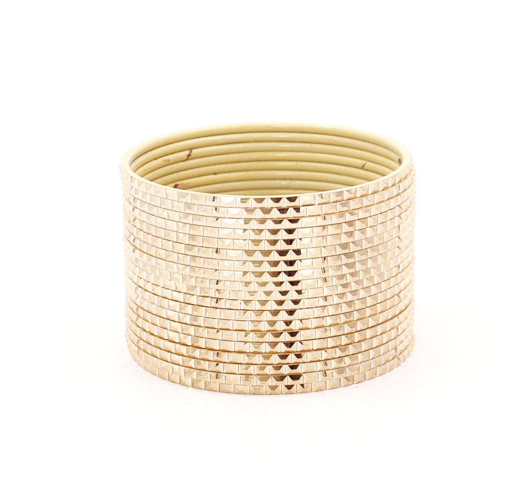 Set of 24 Metal Bangles with Reverse Cutting Design by T4 Jewels Golden Plain Metal Bangles BANGLES BY T4 Jewels