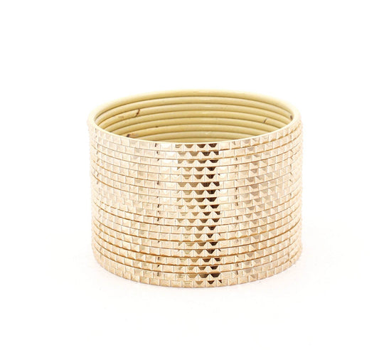 Set of 24 Metal Bangles with Reverse Cutting Design by T4 Jewels Golden Plain Metal Bangles BANGLES BY T4 Jewels