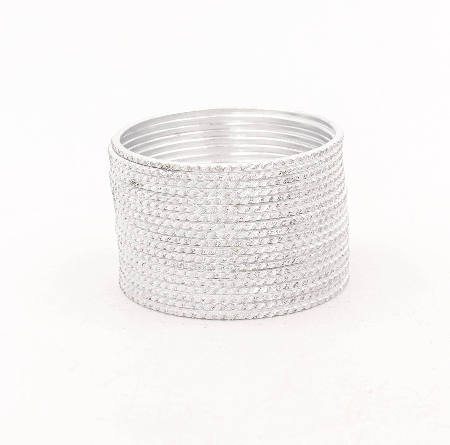 Set of 24 Metal Bangles with Reverse Cutting Design by T4 Jewels Silver Plain Metal Bangles BANGLES BY T4 Jewels