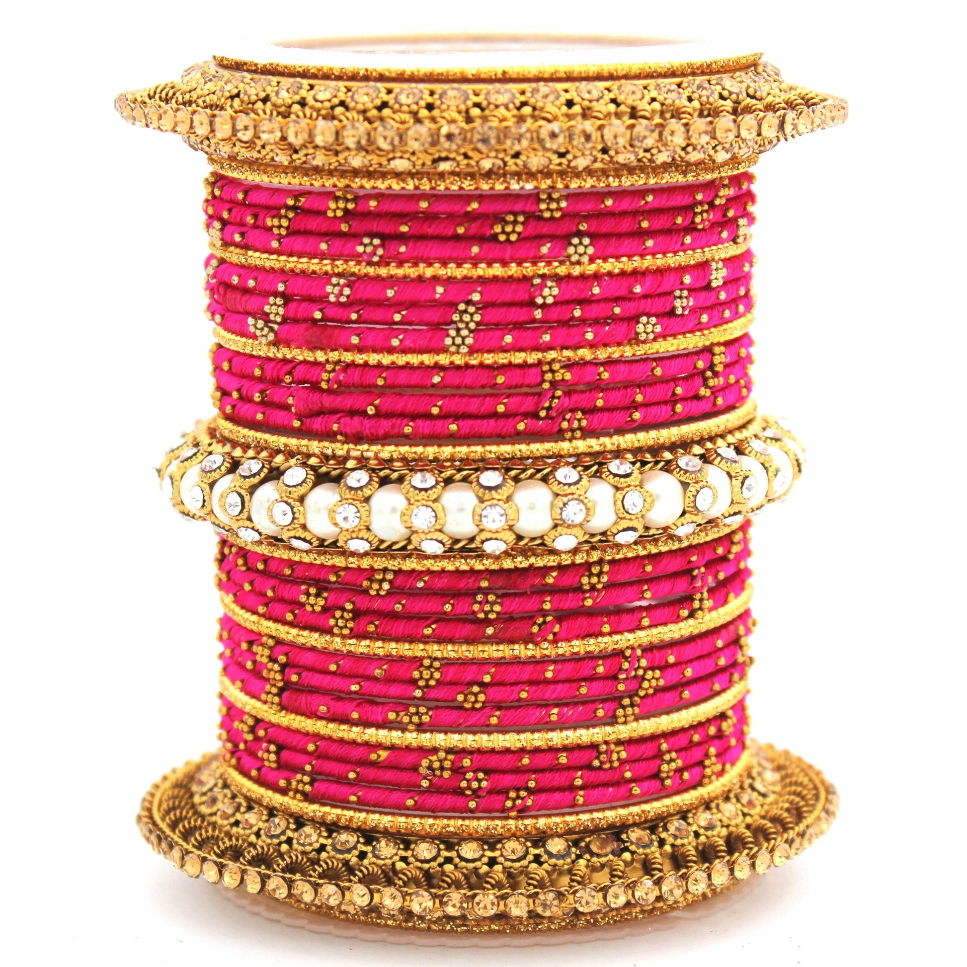 Traditional Thread bangle set with Pearl centre kada by T4 Jewels Rani All Bangle Sets T4 Jewels