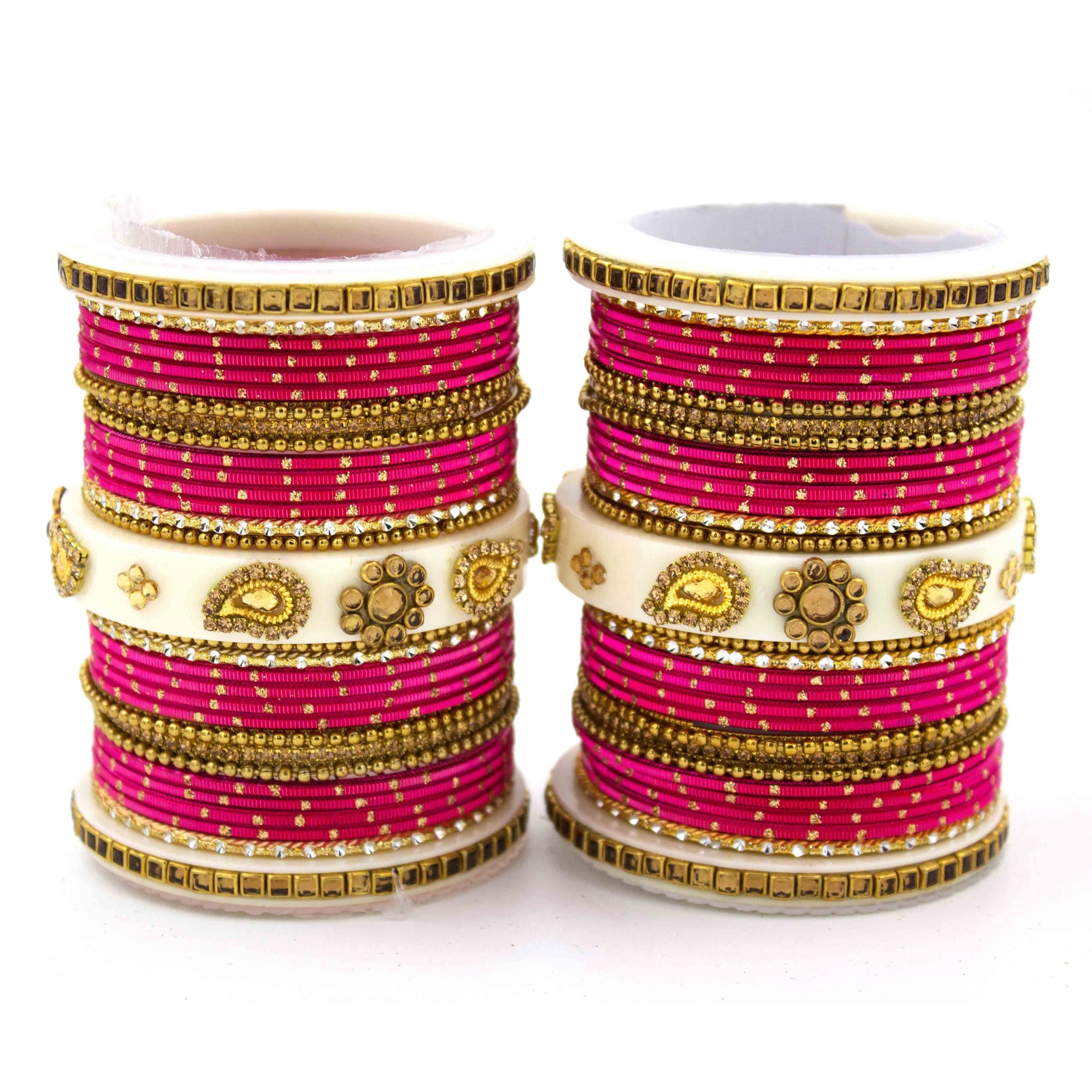 Traditonal Bridal Bangle set with golden dotted design Rani All Bangle Sets T4 Jewels