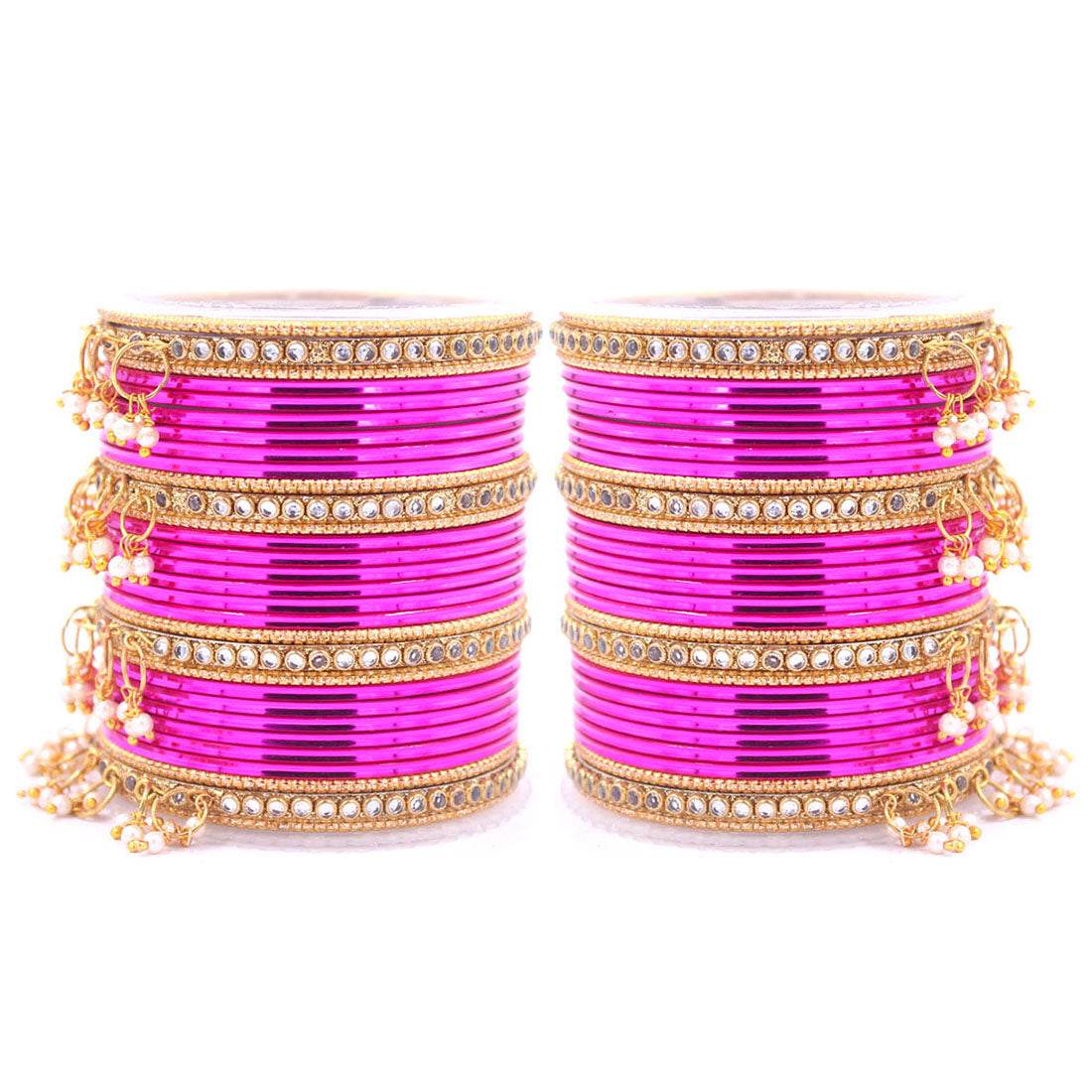 Shining Bangle Set with beaded Jhumki by T4 Jewels Rani All Bangle Sets T4 Jewels