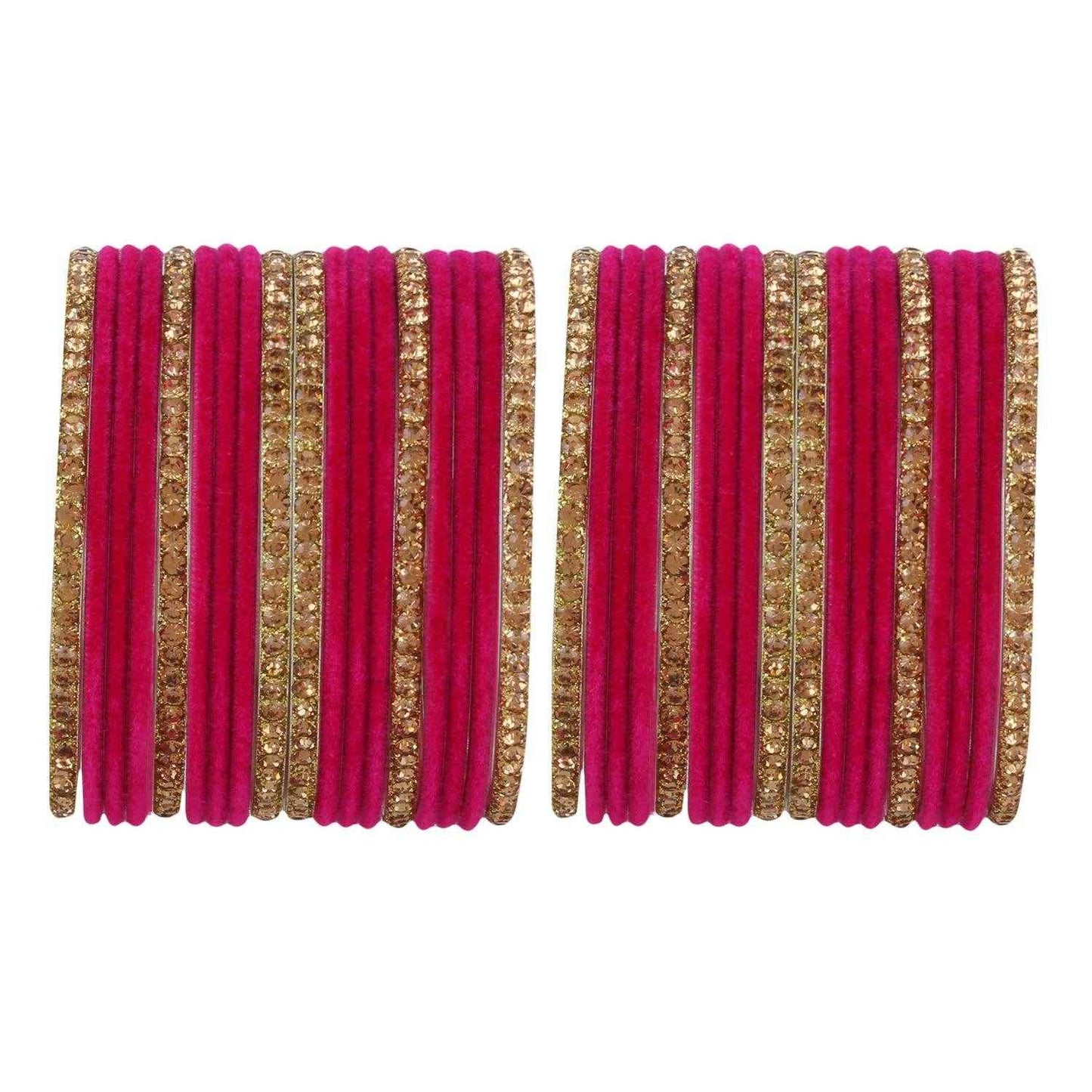 T4 Jewels Velvet Bangle Set With Golden Bangles-69 All Bangle Sets T4 Jewels