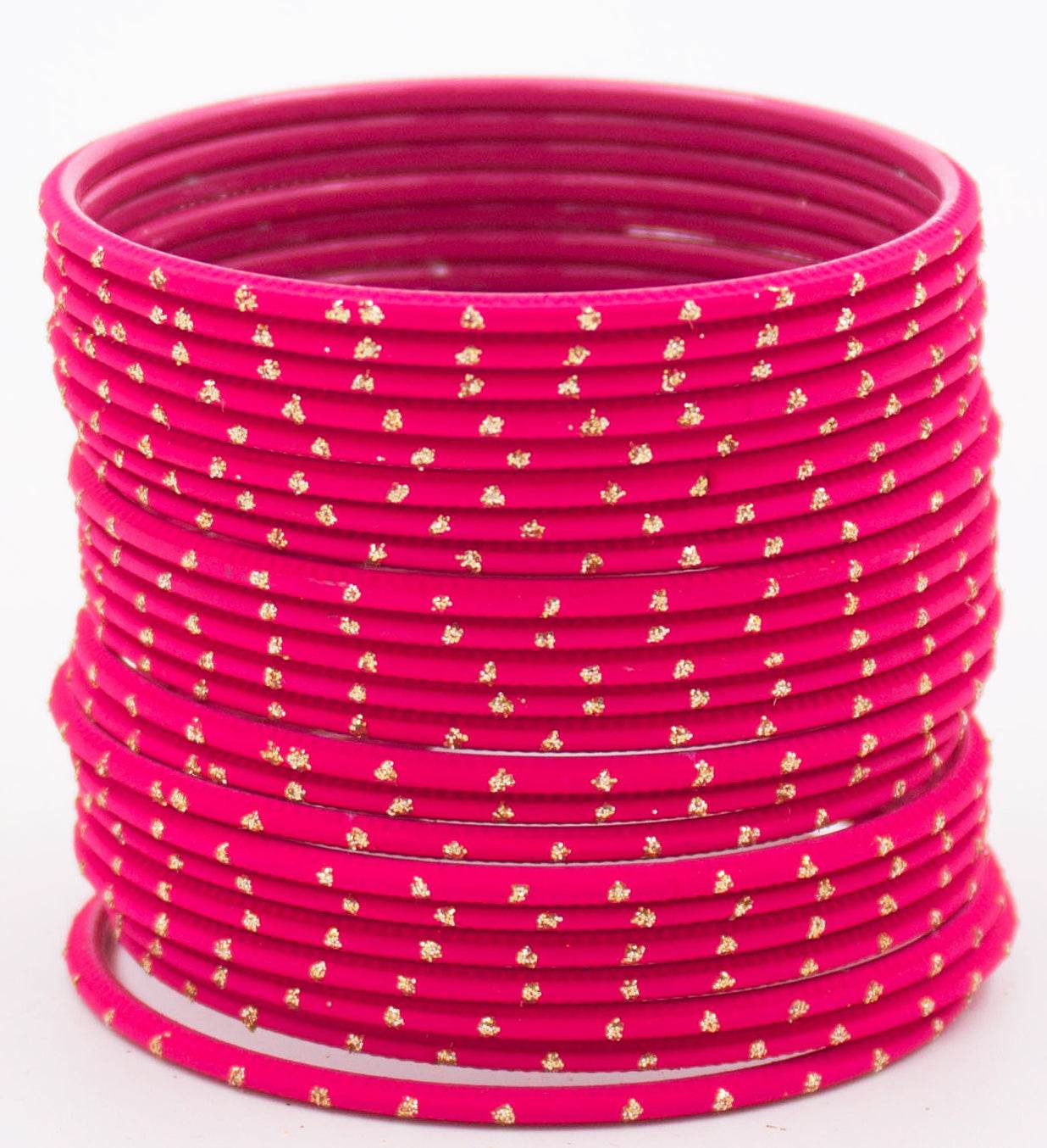 Set of 24 Plain Matte Textured Metal Bangles By T4 Jewels Rani Plain Metal Bangles T4 Jewels