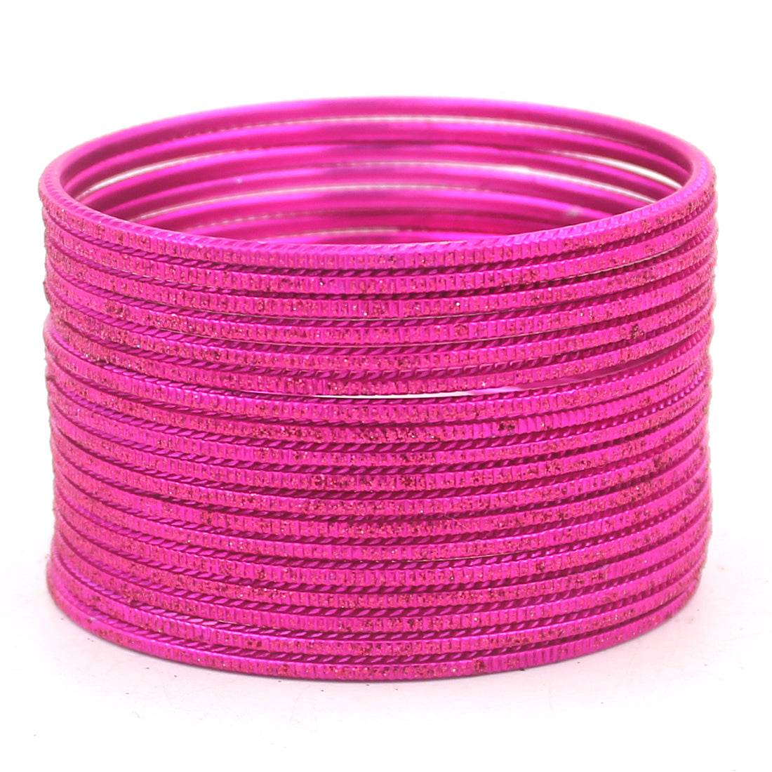 Set of 24 Lehar Glitter Metal Bangles by T4 Jewels Rani Plain Metal Bangles T4 Jewels