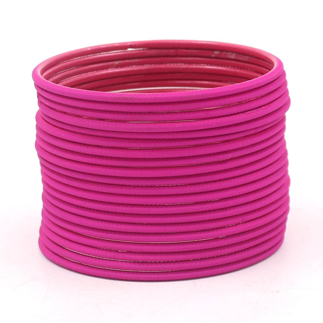 Set of 24 Matte Textured Bangles by T4 Jewels Rani Plain Metal Bangles T4 Jewels