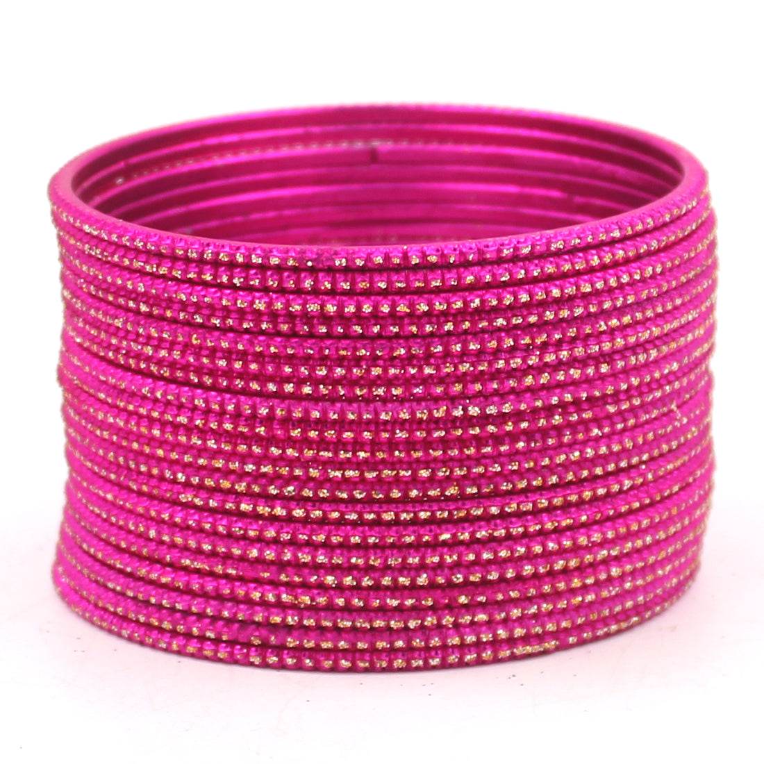 Set of 24 Glitter Bangles by T4 Jewels Rani Plain Metal Bangles T4 Jewels