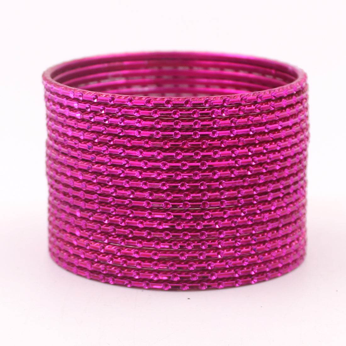 Set of 24 Shining Metal Bangles with self-dot Design by T4 Jewels Rani Plain Metal Bangles T4 Jewels