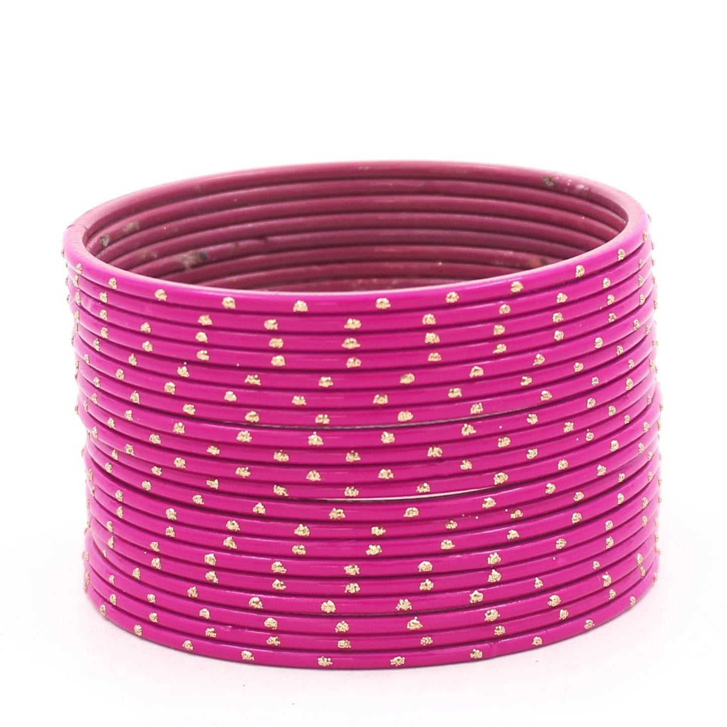 Set of 24 Matte Textured Bangles with Golden Boond by T4 Jewels Rani Plain Metal Bangles T4 Jewels