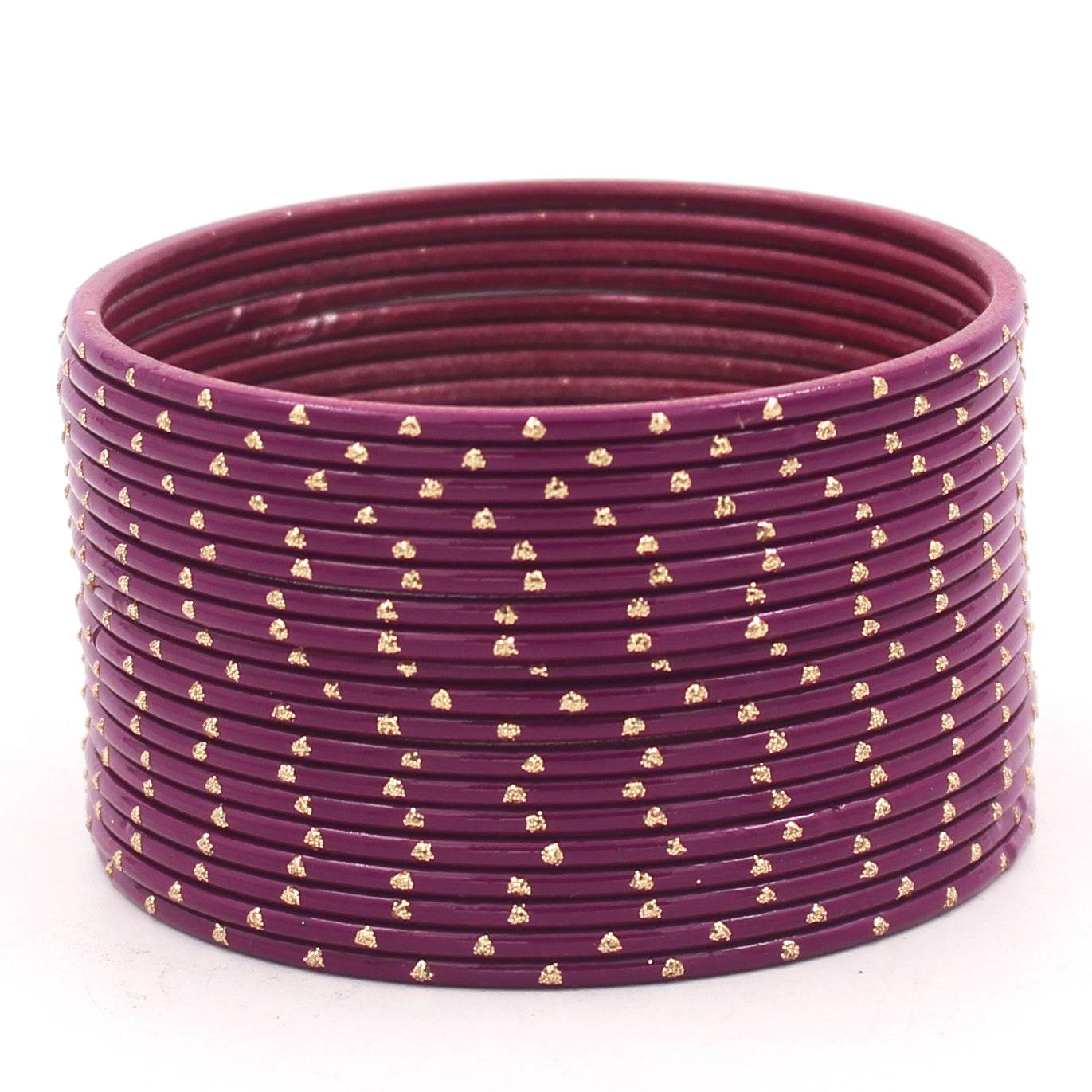 Set of 24 Matte Textured Bangles with Golden Boond by T4 Jewels Wine Plain Metal Bangles T4 Jewels